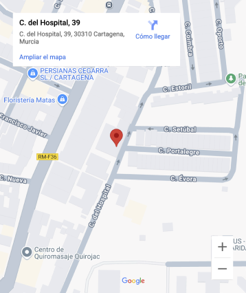 Mapa de la ubicación de la Fundación en C/ Hospital, 39, Cartagena